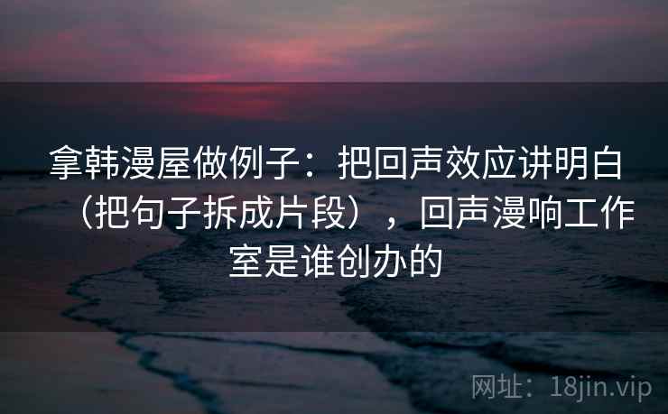 拿韩漫屋做例子：把回声效应讲明白（把句子拆成片段），回声漫响工作室是谁创办的